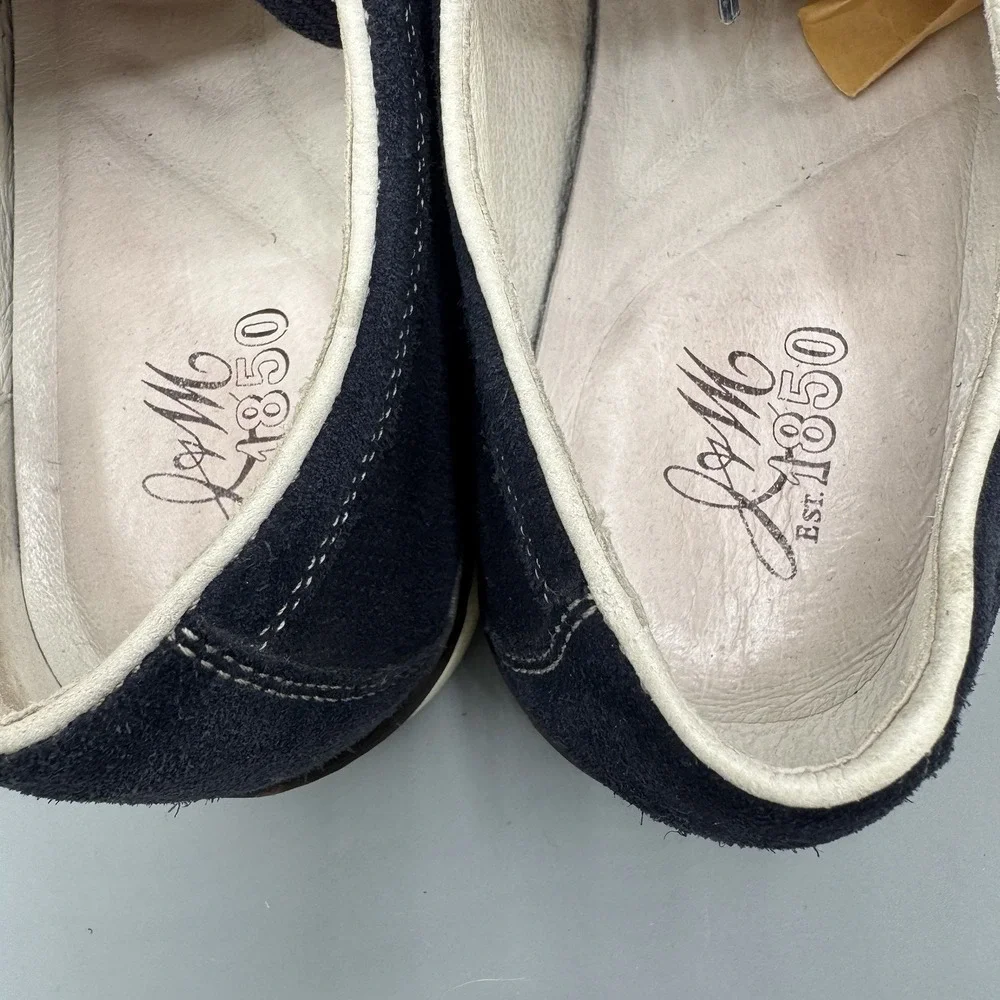 Johnston & Murphy Mens 9.5 Denby Cap Toe Shoes Navy  Suede Preppy
